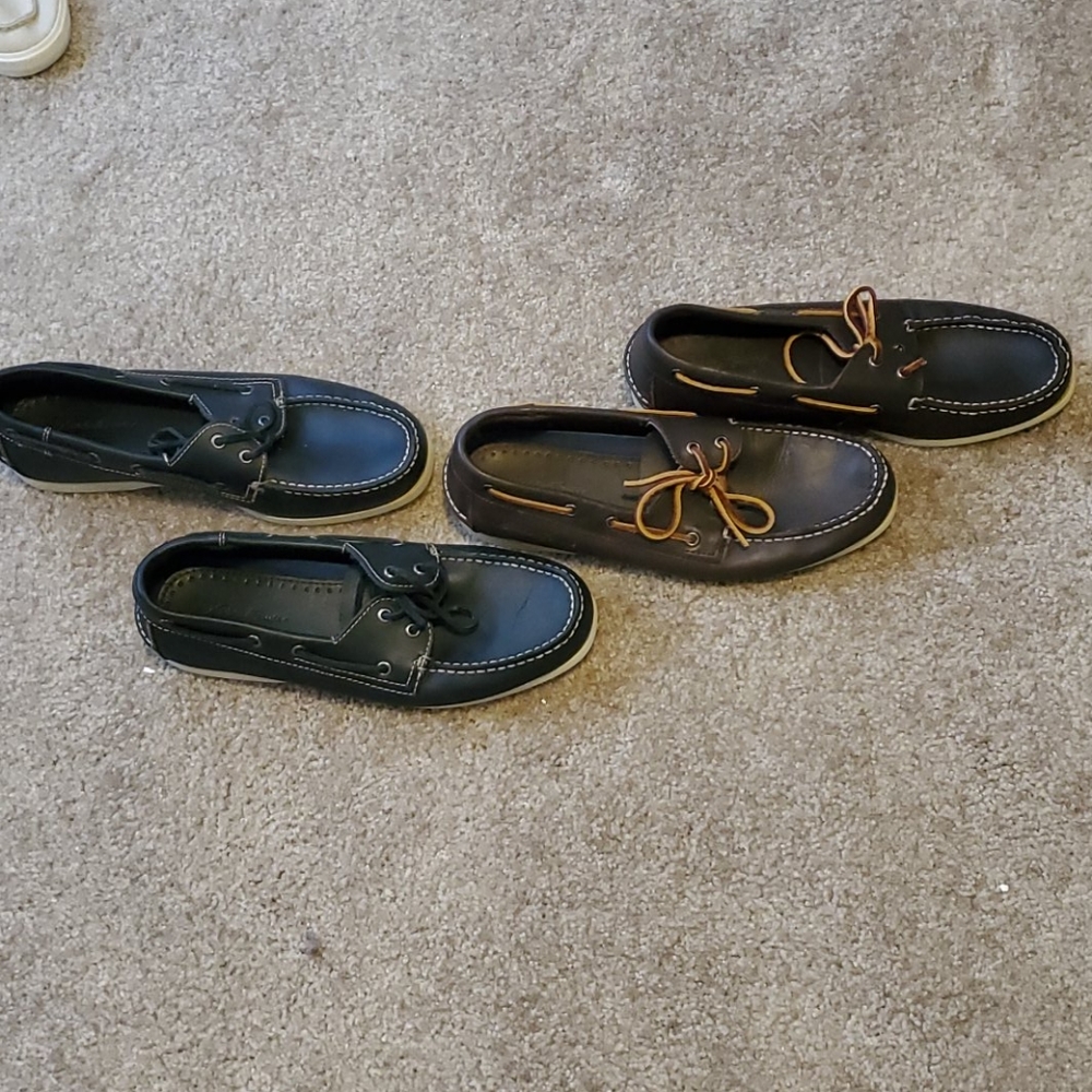 (2) Eddie Bauer BOAT/DECK SHOES. Black AND Brown. 10.5.